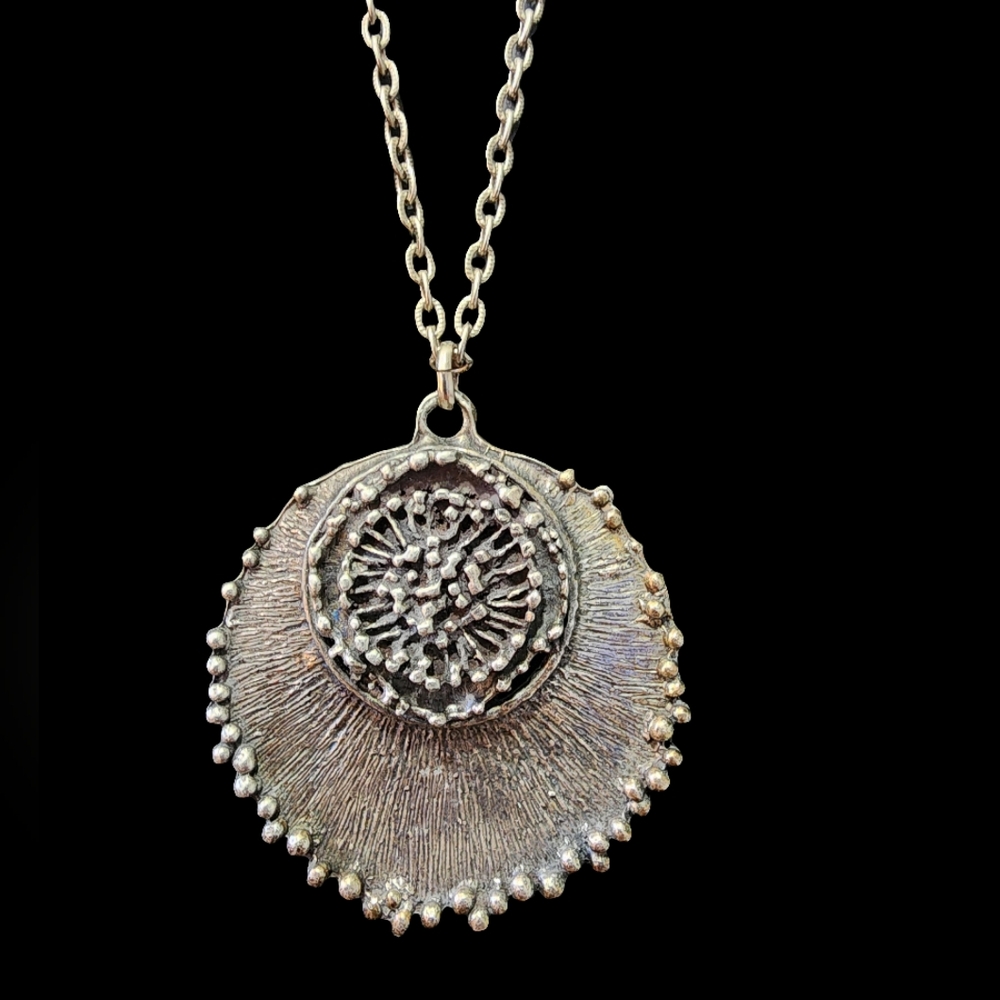Pendant Necklace Mid century modern brutalist pewter fashion jewelry